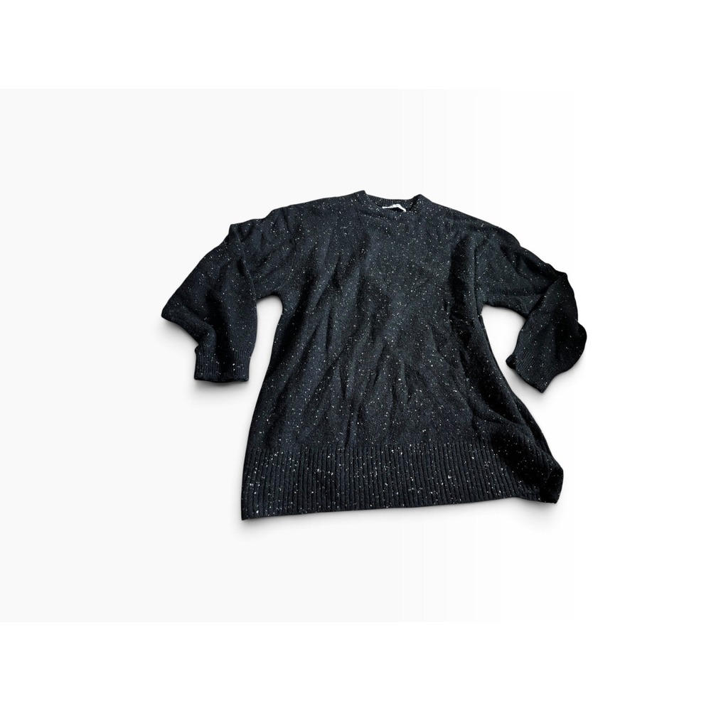 Zara Sweater Small Black Speckled Knit Alpaca Wool Blend Oversized Crewneck